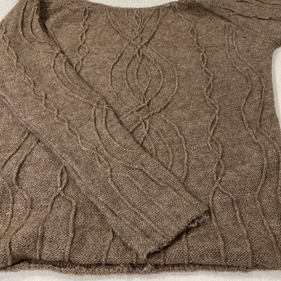 Free People Alpaca Blend Mink Scoop Neck Knit Sweater Pullover Size L - Picture 9 of 11